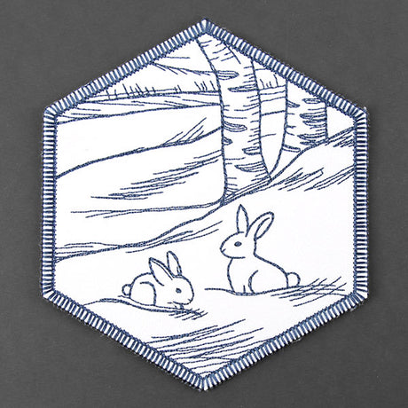 Hexagon Winter Scene Coaster 6 (In-the-Hoop)