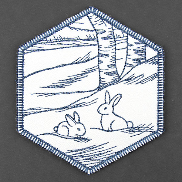 Hexagon Winter Scene Coaster 6 (In-the-Hoop)