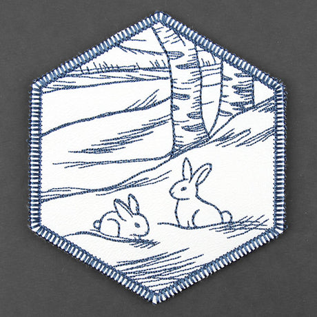 Hexagon Winter Scene Coaster 6 (In-the-Hoop)