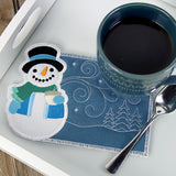 The Splendor of Winter Snowman Mug Rug (In-the-Hoop)