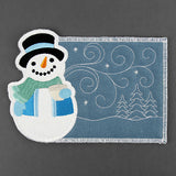 The Splendor of Winter Snowman Mug Rug (In-the-Hoop)