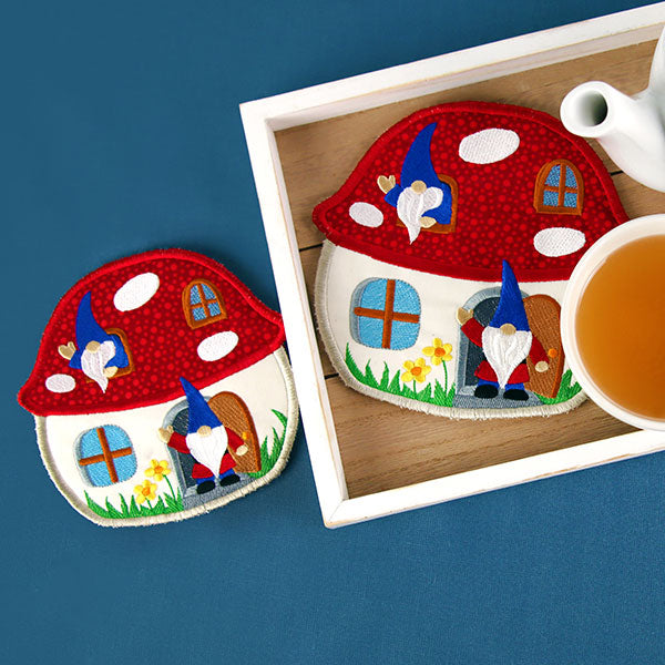 Toadstool Gnome House Trivet (In-the-Hoop)