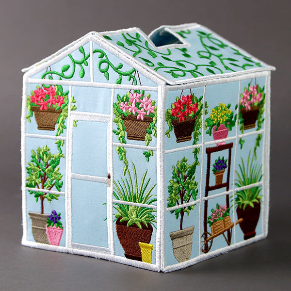 Out in the Greenhouse Tissue Box (In-the-Hoop)