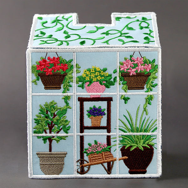Out in the Greenhouse Tissue Box (In-the-Hoop)