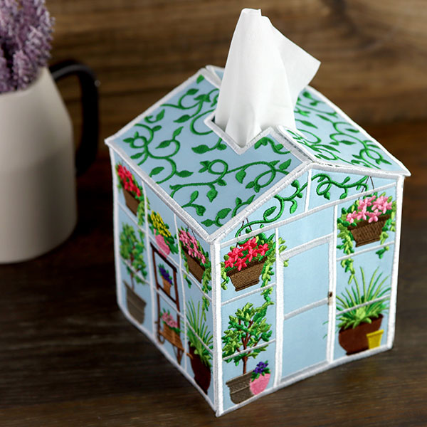 Out in the Greenhouse Tissue Box (In-the-Hoop)