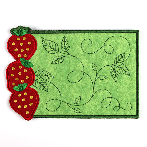 Summer Strawberries Mug Rug (In-the-Hoop)
