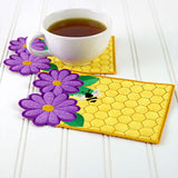 Daisies and Honeybee Mug Rug (In-the-Hoop)