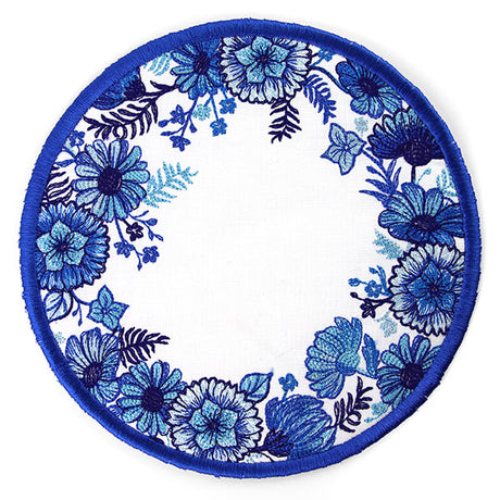 Delft Blue Flowers Kitchen Trivet (In-the-Hoop)