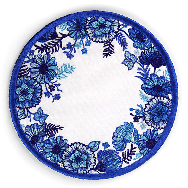 Delft Blue Flowers Kitchen Trivet (In-the-Hoop)