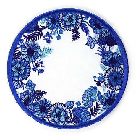 Delft Blue Flowers Kitchen Trivet (In-the-Hoop)