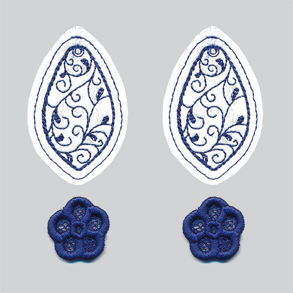 Leather and Lace Flower Earrings (In-the-Hoop)