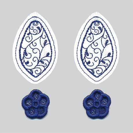 Leather and Lace Flower Earrings (In-the-Hoop)