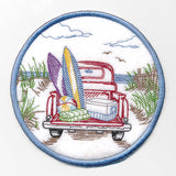Cruising and Surfing Retro Truck Coaster (In-the-Hoop)
