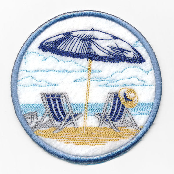Umbrella and Chairs Beach Scene Coaster (In-the-Hoop)