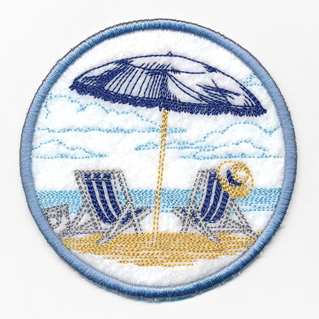 Umbrella and Chairs Beach Scene Coaster (In-the-Hoop)