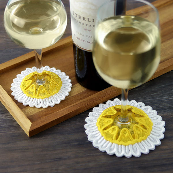 Darling Daisy Wine Glass Coaster (Lace)