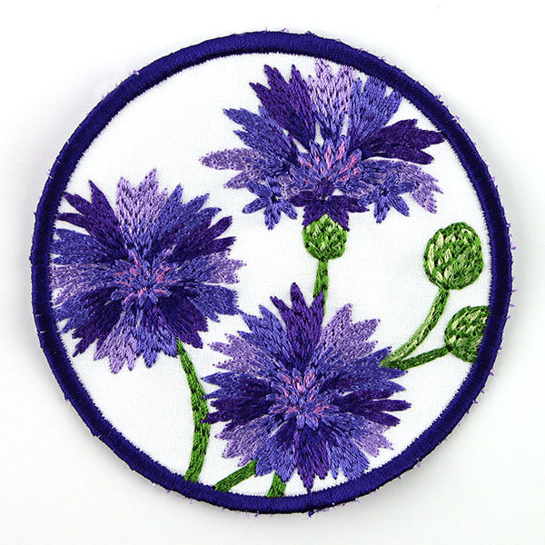 Textured Bachelor Button Coaster (In-the-Hoop)