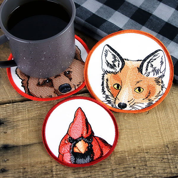 Autumn Animals Coasters - Fox (In-the-Hoop)