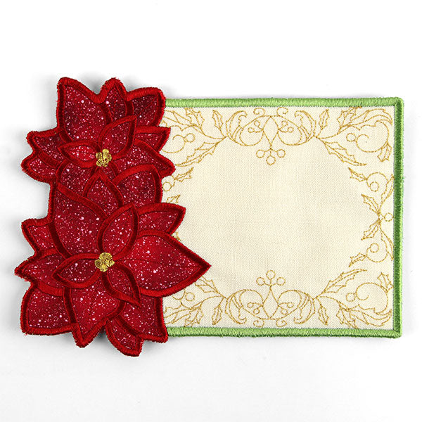 Poinsettias for Christmas Mug Rug (In-the-Hoop)