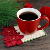 Poinsettias for Christmas Mug Rug (In-the-Hoop)
