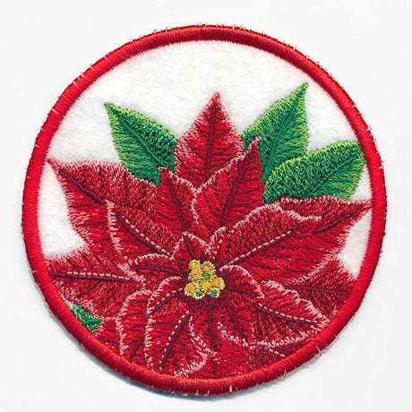 Christmas Cheer Coasters - Poinsettia (In-the-Hoop)