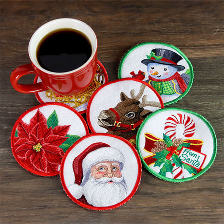 Christmas Cheer Coasters -Candy Cane (In-the-Hoop)