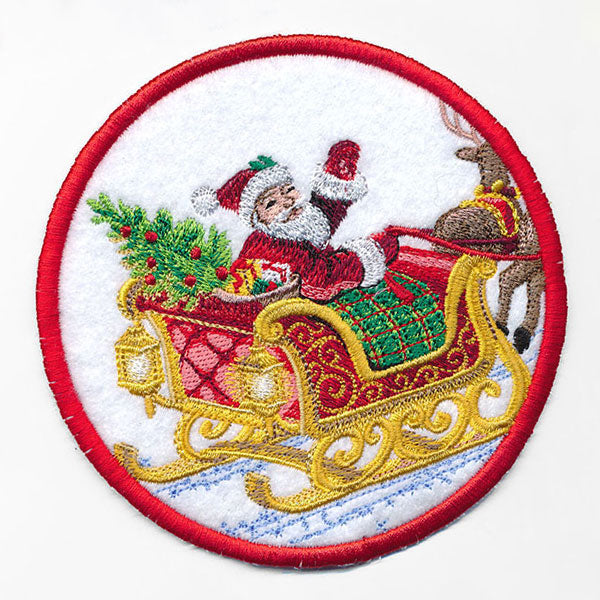 Christmas Cheer Coasters - Santa & Sleigh (In-the-Hoop)