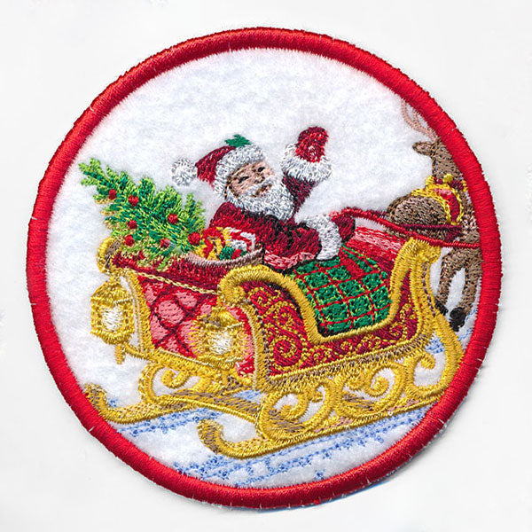 Christmas Cheer Coasters - Santa & Sleigh (In-the-Hoop)