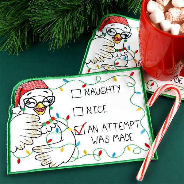 An Attempt Was Made Chicken Mug Rug (In-the-Hoop)