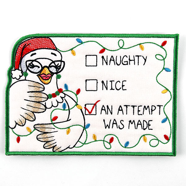 An Attempt Was Made Chicken Mug Rug (In-the-Hoop)