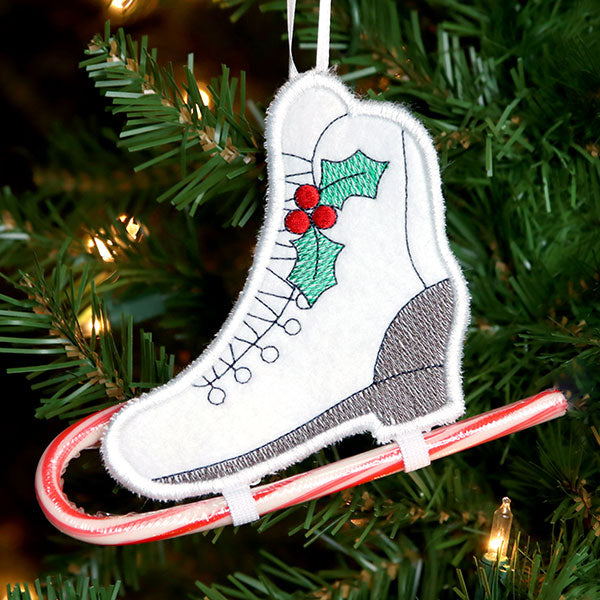 Ice Skate Candy Cane Holder (In-the-Hoop)