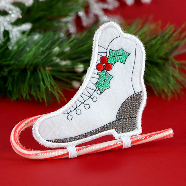 Ice Skate Candy Cane Holder (In-the-Hoop)