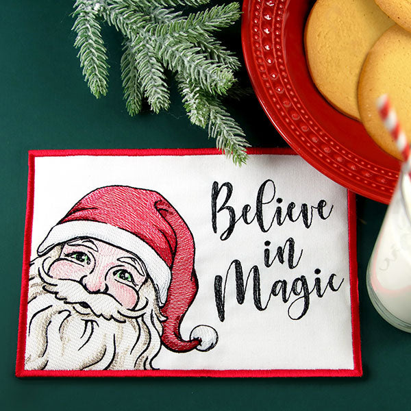 Believe in Magic Santa Mug Rug (In-the-Hoop)