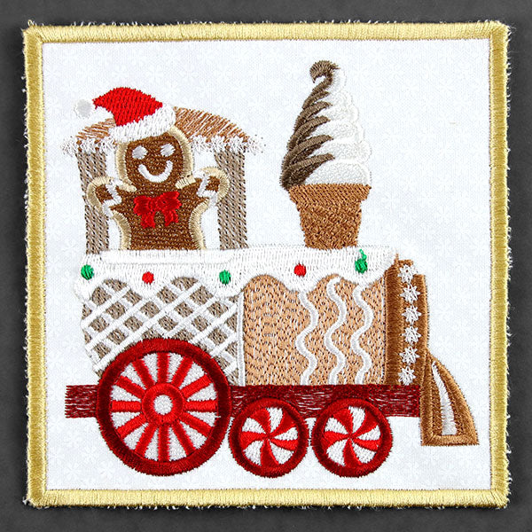 Christmas Gingerbread Train Coaster - Engine (In-the-Hoop)