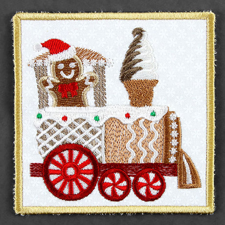 Christmas Gingerbread Train Coaster - Engine (In-the-Hoop)