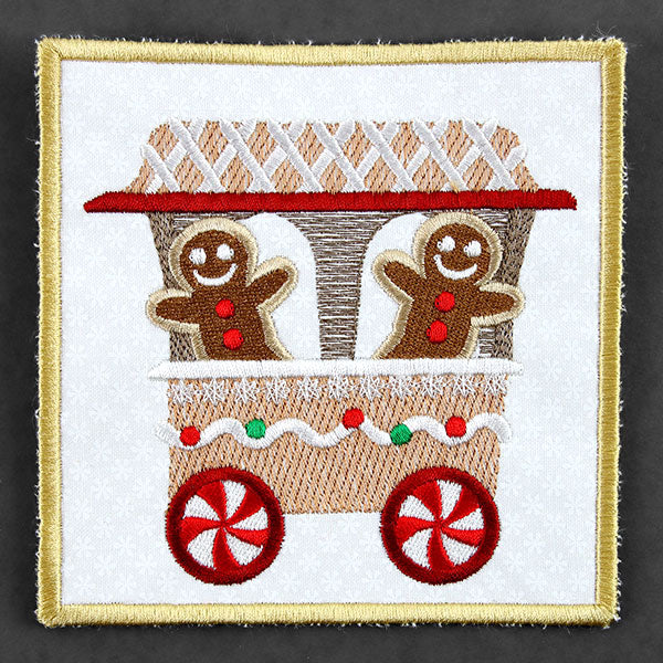 Christmas Gingerbread Train Coaster - Car 1 (In-the-Hoop)