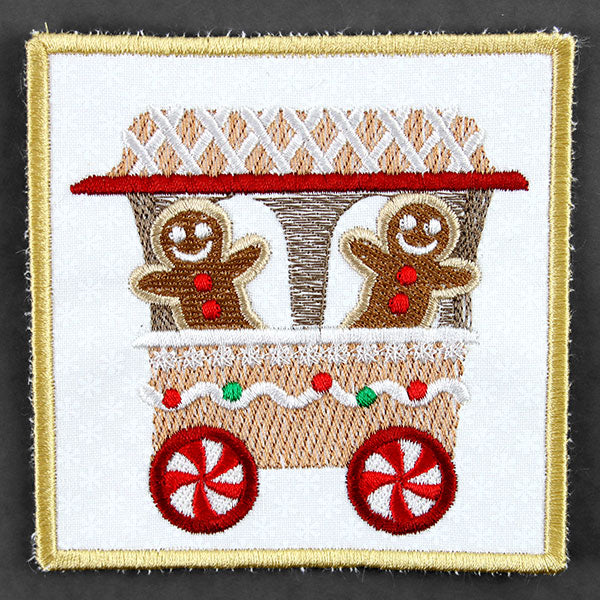 Christmas Gingerbread Train Coaster - Car 1 (In-the-Hoop)