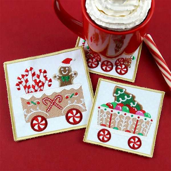 Christmas Gingerbread Train Coaster - Car 3 (In-the-Hoop)
