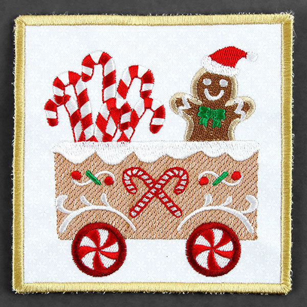 Christmas Gingerbread Train Coaster - Car 3 (In-the-Hoop)