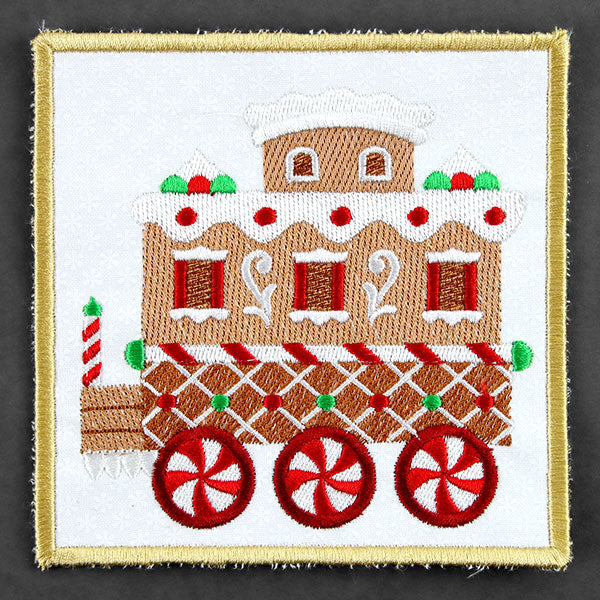Christmas Gingerbread Train Coaster - Caboose (In-the-Hoop)