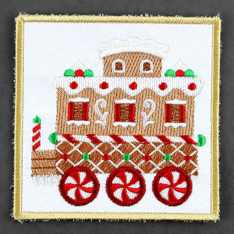 Christmas Gingerbread Train Coaster - Caboose (In-the-Hoop)