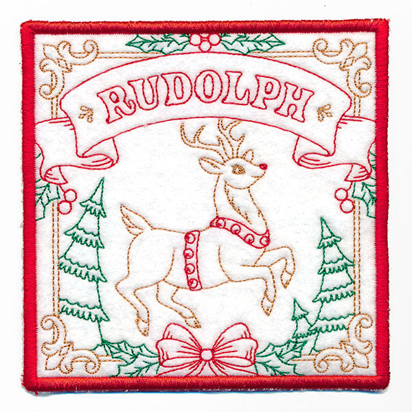 Santa's Reindeer Team Coaster - Rudolph (In-the-Hoop)