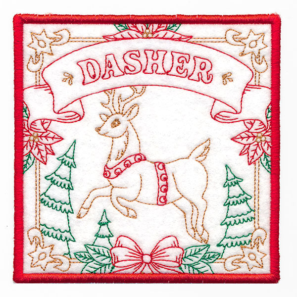 Santa's Reindeer Team Coaster - Dasher (In-the-Hoop)