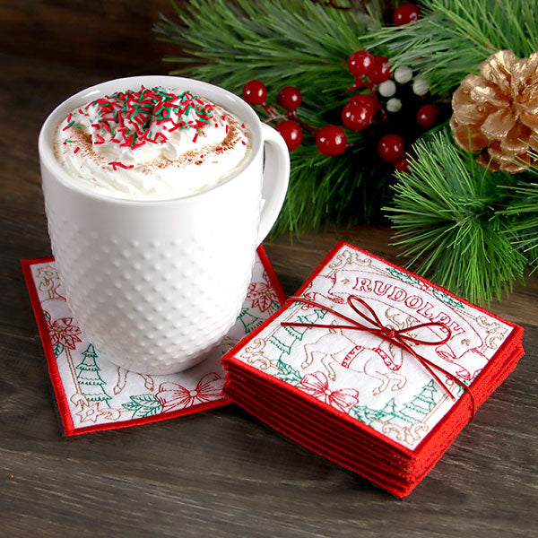 Santa's Reindeer Team Coaster - Dasher (In-the-Hoop)