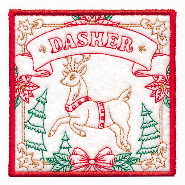 Santa's Reindeer Team Coaster - Dasher (In-the-Hoop)