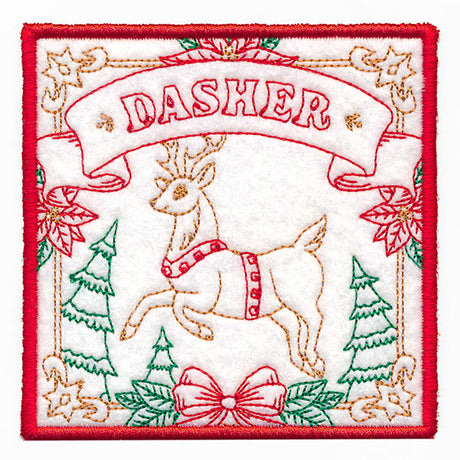 Santa's Reindeer Team Coaster - Dasher (In-the-Hoop)