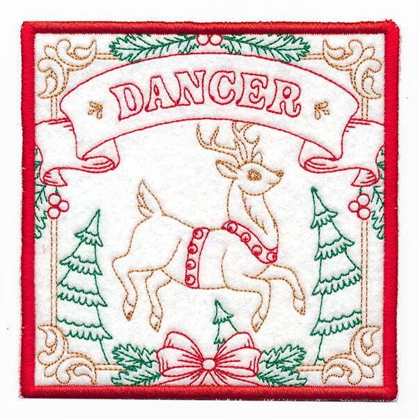 Santa's Reindeer Team Coaster - Dancer (In-the-Hoop)