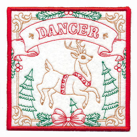 Santa's Reindeer Team Coaster - Dancer (In-the-Hoop)