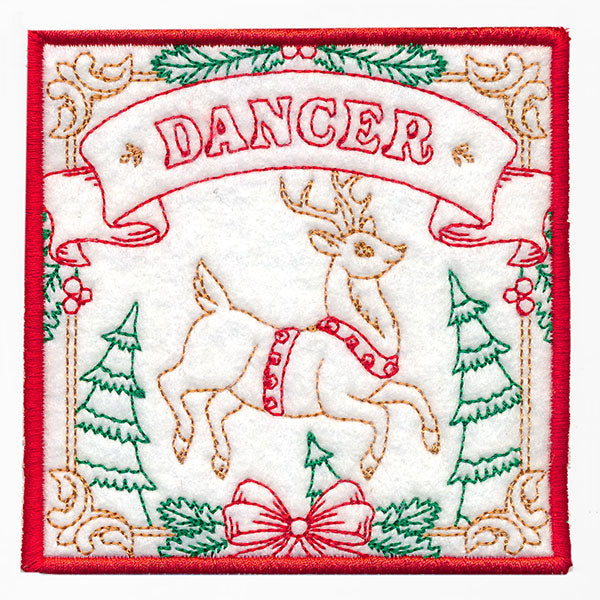 Santa's Reindeer Team Coaster - Dancer (In-the-Hoop)