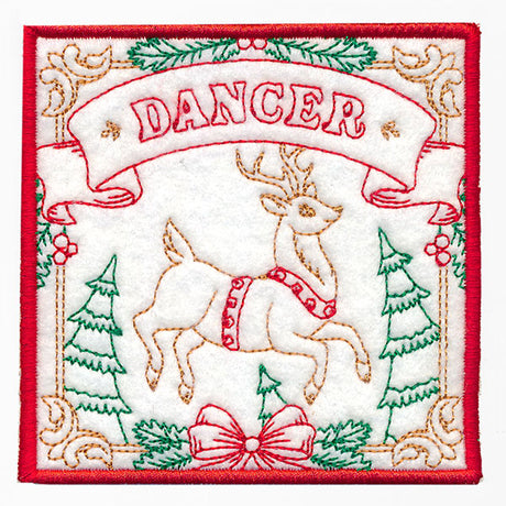 Santa's Reindeer Team Coaster - Dancer (In-the-Hoop)